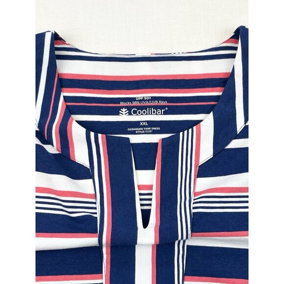 Coolibar‎ UPF 50+ Women's 2XL Oceanside Tank Dress Striped Beach Summer NWT - Picture 3 of 12